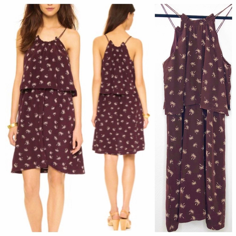Madewell Silk Dream Drift Overlay Palm Tree Dress